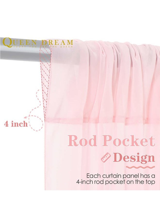 QueenDream - Chiffon Backdrop Curtain Pink Sheer Curtain Backdrop 5ft x 10ft 2 Pieces Wedding Party - Image 1