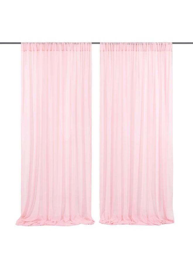 QueenDream - Chiffon Backdrop Curtain Pink Sheer Curtain Backdrop 5ft x 10ft 2 Pieces Wedding Party - Image 1