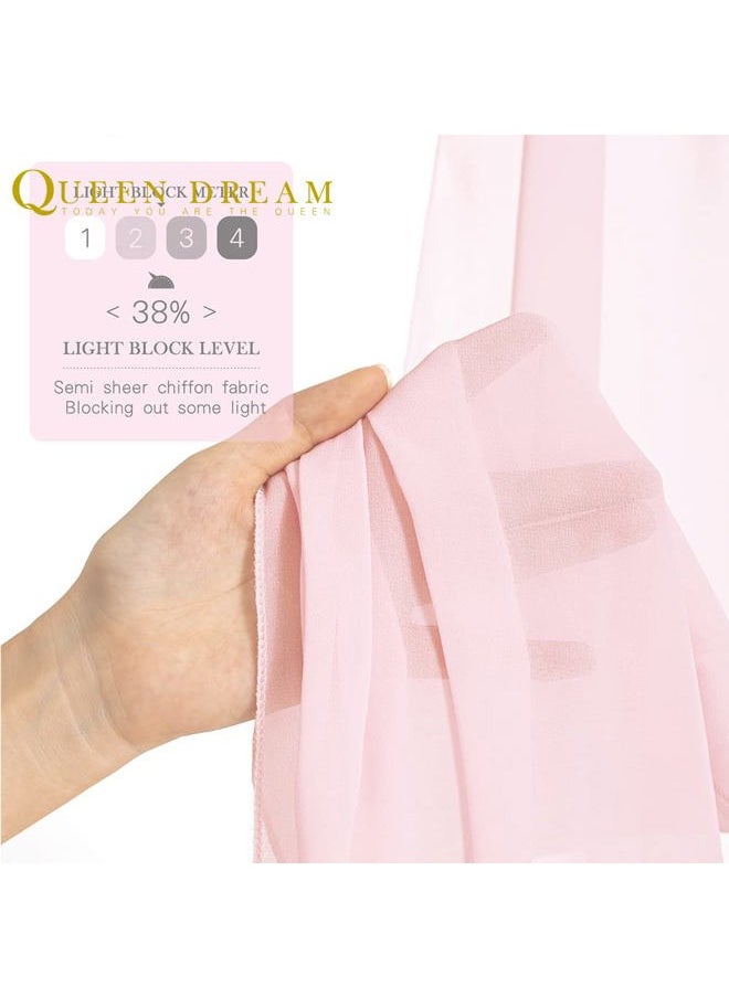 QueenDream - Chiffon Backdrop Curtain Pink Sheer Curtain Backdrop 5ft x 10ft 2 Pieces Wedding Party - Image 1