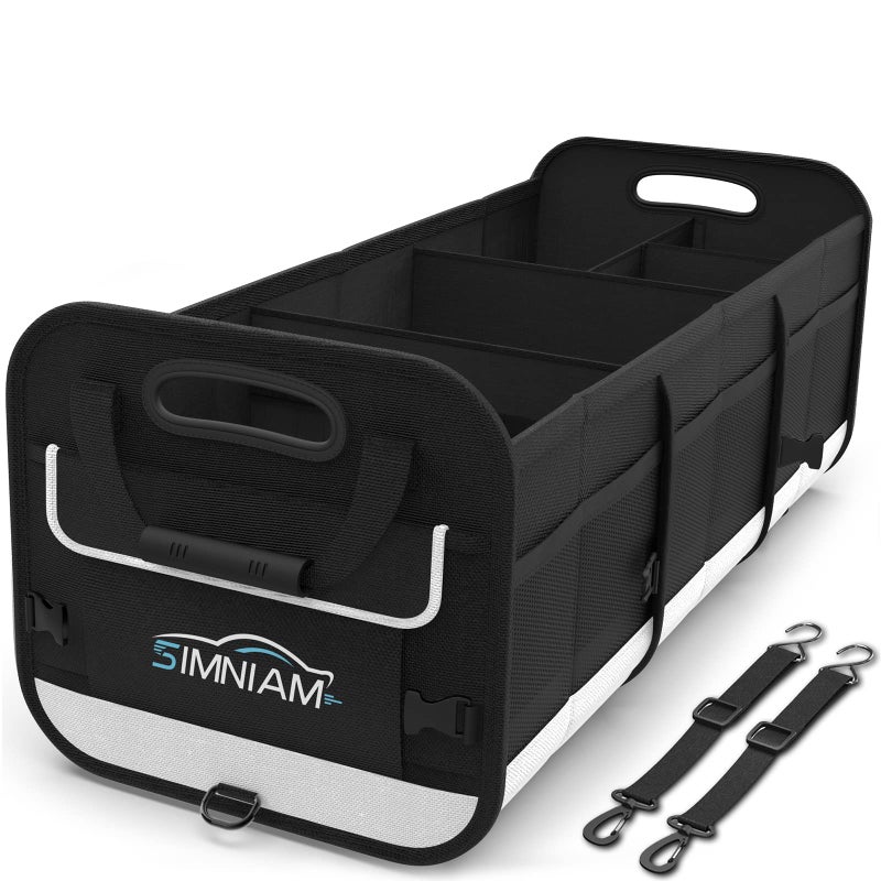 Simniam Large Car Trunk Organizer - with 5 Compartments Trunk Organizers and Storage SUV, Reinforced Handle, Securing Straps, Trunk Organizer Available for Car, SUV, Truck, Minivan - Image 1