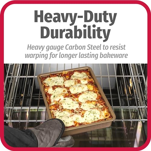 GoodCook BestBake Nonstick Bronze 9 x 13 Oblong Baking Pan Textured Carbon Steel ScratchResistant NonToxic Cake Pan 13x9 Bakeware Durable Oven Pan for Even Heating and Easy Cleanup - Image 3