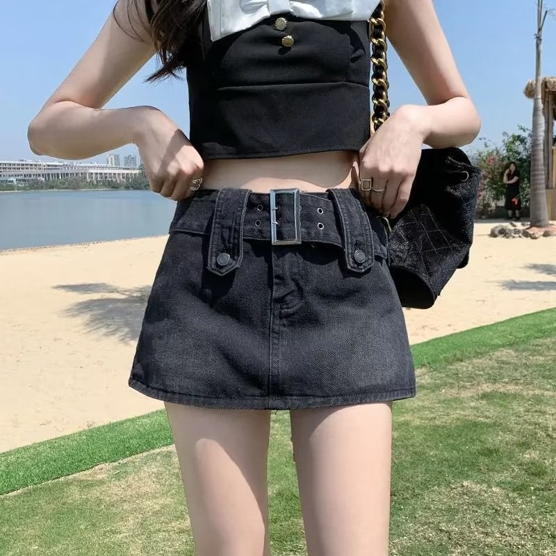 Spice Girls Slim Skirt Denim Skirt Women's Summer Design Sense Niche High Waist Anti-glare A- line Skirt Pants Wholesale - Image 2