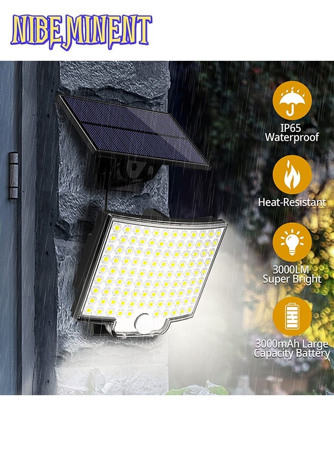 NIBEMINENT Solar Lights Outdoor, 106 LED 3000LM Solar Powered Motion Sensor Flood Lights with Remote, Dusk to Dawn Led Solar Security Wall Lights with 16.5Ft Cable IP65 Waterproof for Outside, Garage, 1 Pack - Image 4