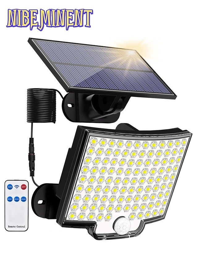 NIBEMINENT Solar Lights Outdoor, 106 LED 3000LM Solar Powered Motion Sensor Flood Lights with Remote, Dusk to Dawn Led Solar Security Wall Lights with 16.5Ft Cable IP65 Waterproof for Outside, Garage, 1 Pack - Image 1