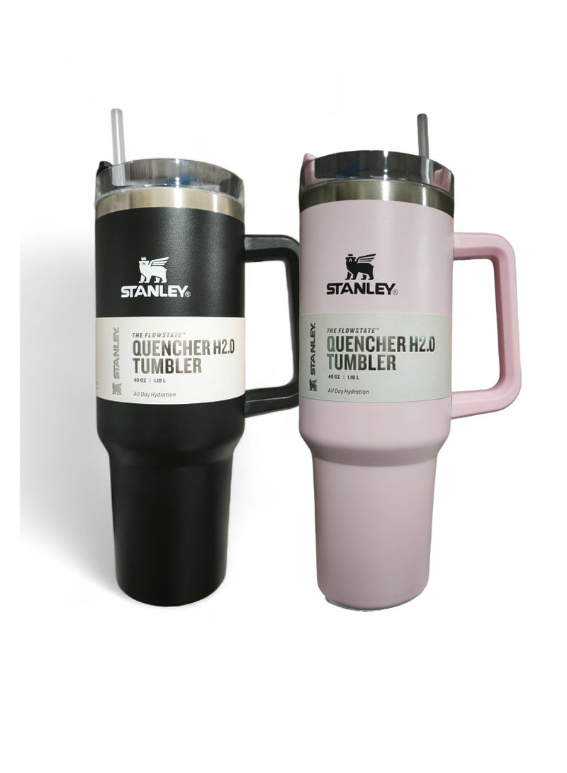Stanley 2 Pieces Stanley Quencher H2.0 FlowState Stainless Steel Vacuum Insulated Tumbler with Lid and Straw for Water, Iced Tea or Coffee, Smoothie and More,1200ml - Image 1