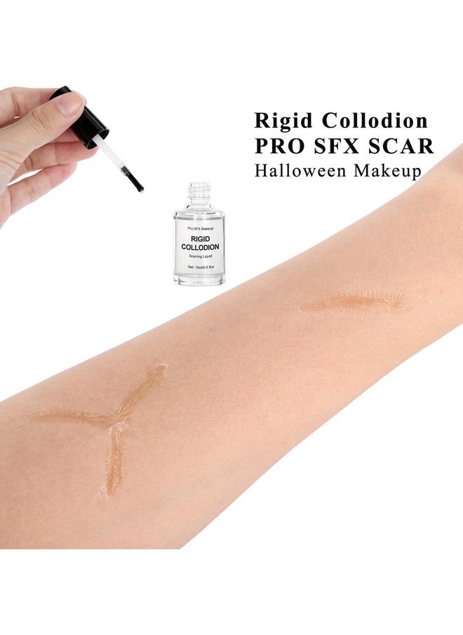 Wismee - Makeup Rigid Collodion With Brush And Remover Kit - 15Ml Rigid Collodion + 50Ml Scarring Liquid Remover, Scarring Liquid Makeup Sfx Scar Makeup For Halloween, Stage, Cosplay(0.5Oz + 1.7Oz) - Image 1