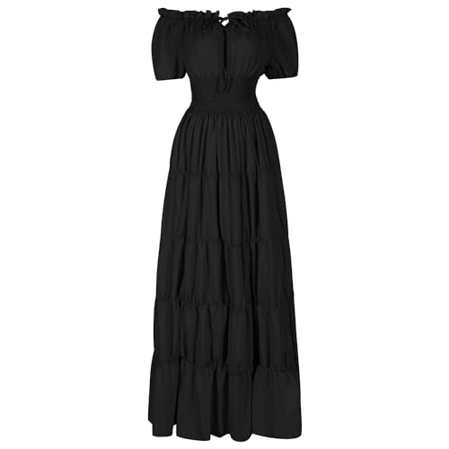 HSDOU 5 Pcs Renaissance Medieval Costume Dress Women Fairy Dress Peasant Cottagecore Dress 1700s Victorian Fantasy Fairy Costume(Z3768BK,XL) - Image 2