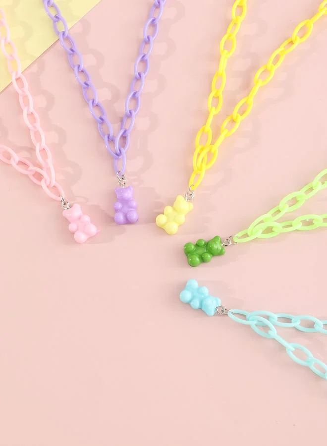 Take Two Pack of 5 - Girls Multi-Color Gummy Bear Pendant Necklaces