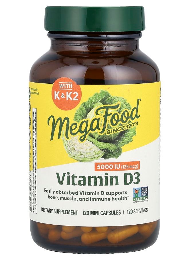 MegaFood Vitamin D3 With K & K2 120 Mini Capsules 