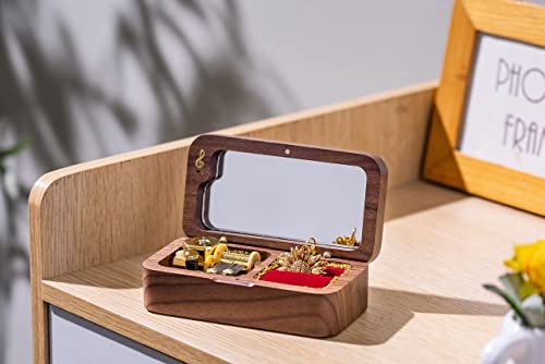BELLA GLOBE You are My Sunshine Music Box with You are My Sunshine Sunflower Necklace Gift for Women Mom Grandma Daughter Sunflower Pendant Necklace in Wind Up Wood Jewelry Music Box - Image 5