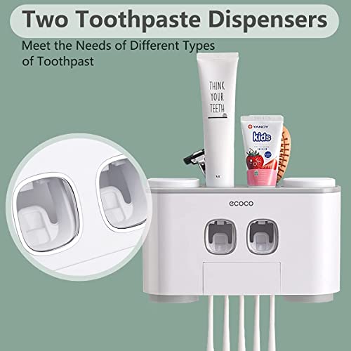 VNYIFAN Toothbrush Holders with Toothpaste Dispenser Wall Mounted for Bathroom-4 Cups Automatic Electric Tooth Pastetooth Squeezer-Bathroom Organizer Storage Accessories Set for Kids with 5 Toothbrush Slots - Image 3