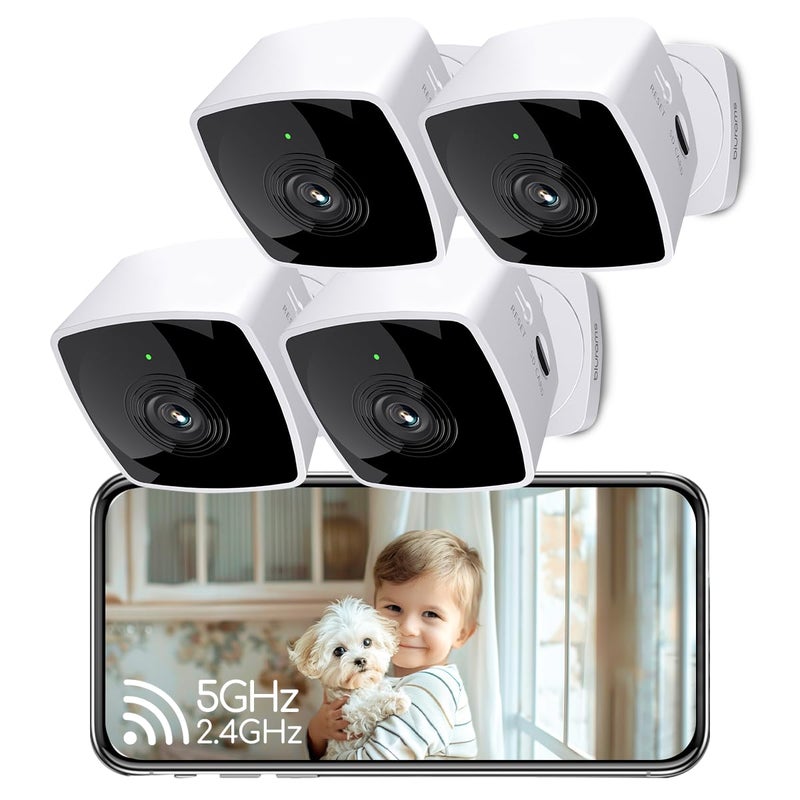 blurams Cameras for Home Security 5GHz, 2K Indoor Camera, Pet Camera with Phone App, AI Motion Detection, 2-Way Audio, Compatible with Alexa&Google Assistant, 4-Pack - Image 1