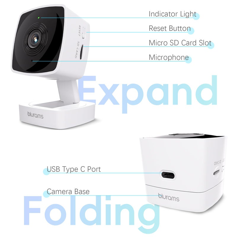 blurams Cameras for Home Security 5GHz, 2K Indoor Camera, Pet Camera with Phone App, AI Motion Detection, 2-Way Audio, Compatible with Alexa&Google Assistant, 4-Pack - Image 3