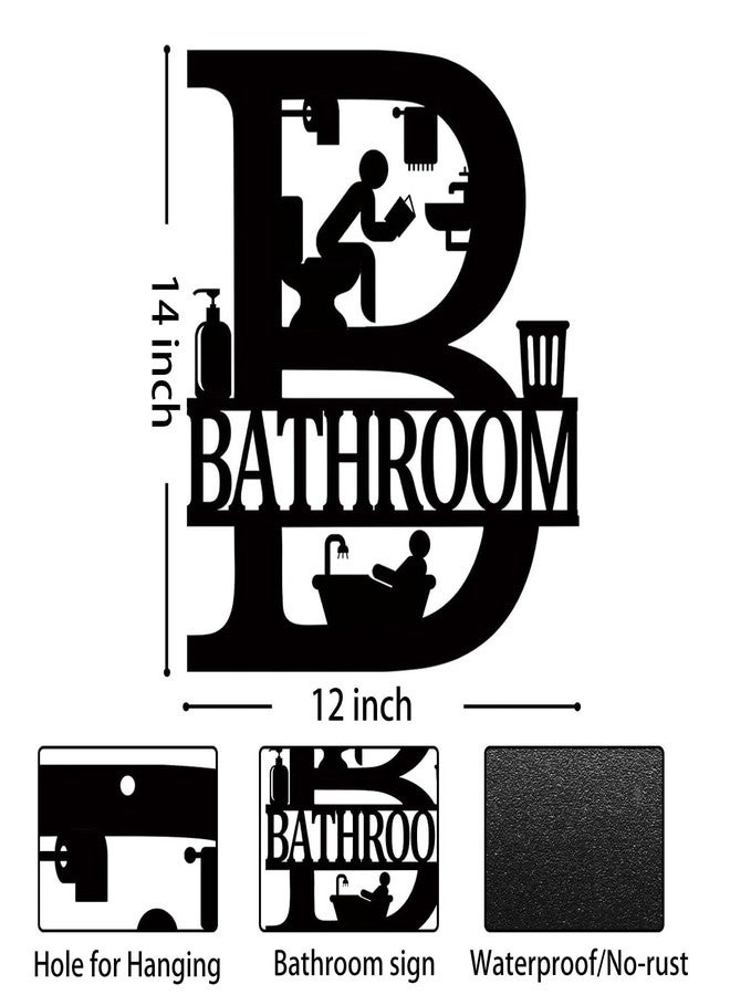 FANTAART Funny Bathroom Signs Letter B Metal Sign Modern Wall Decor Farmhouse Bathroom Wall Art Funny Bath Hanging Decor Gift for Women or Men - Image 2