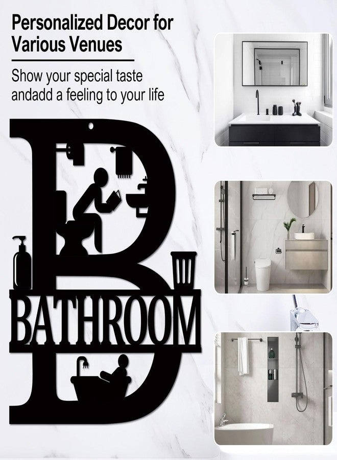 FANTAART Funny Bathroom Signs Letter B Metal Sign Modern Wall Decor Farmhouse Bathroom Wall Art Funny Bath Hanging Decor Gift for Women or Men - Image 3