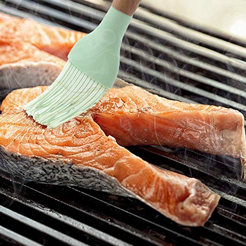 P-Plus International Silicon Basting Brush, Wooden Handle Heat Resistant Pastry Brushes, Spread Oil Butter Sauce Marinades for BBQ Grill Barbecue (Green, Pack of 1) - Image 5