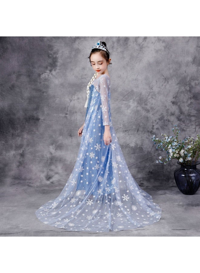 Aethvive Frozen Elsa Princess Dress for Girls, Halloween Dress Up, Children's Halloween & Birthday Party Costume and Cloak Dress Gifts - Image 3