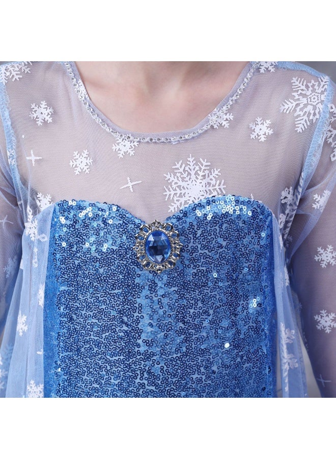 Aethvive Frozen Elsa Princess Dress for Girls, Halloween Dress Up, Children's Halloween & Birthday Party Costume and Cloak Dress Gifts - Image 5