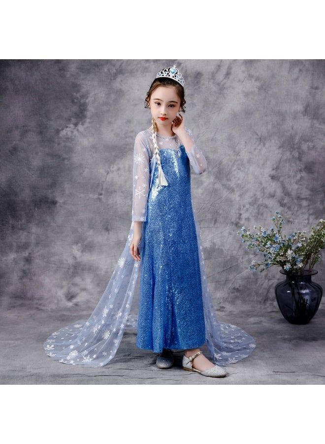 Aethvive Frozen Elsa Princess Dress for Girls, Halloween Dress Up, Children's Halloween & Birthday Party Costume and Cloak Dress Gifts - Image 4