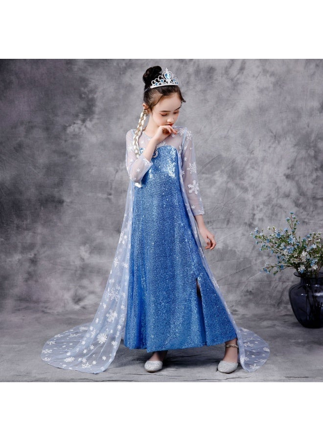 Aethvive Frozen Elsa Princess Dress for Girls, Halloween Dress Up, Children's Halloween & Birthday Party Costume and Cloak Dress Gifts - Image 1