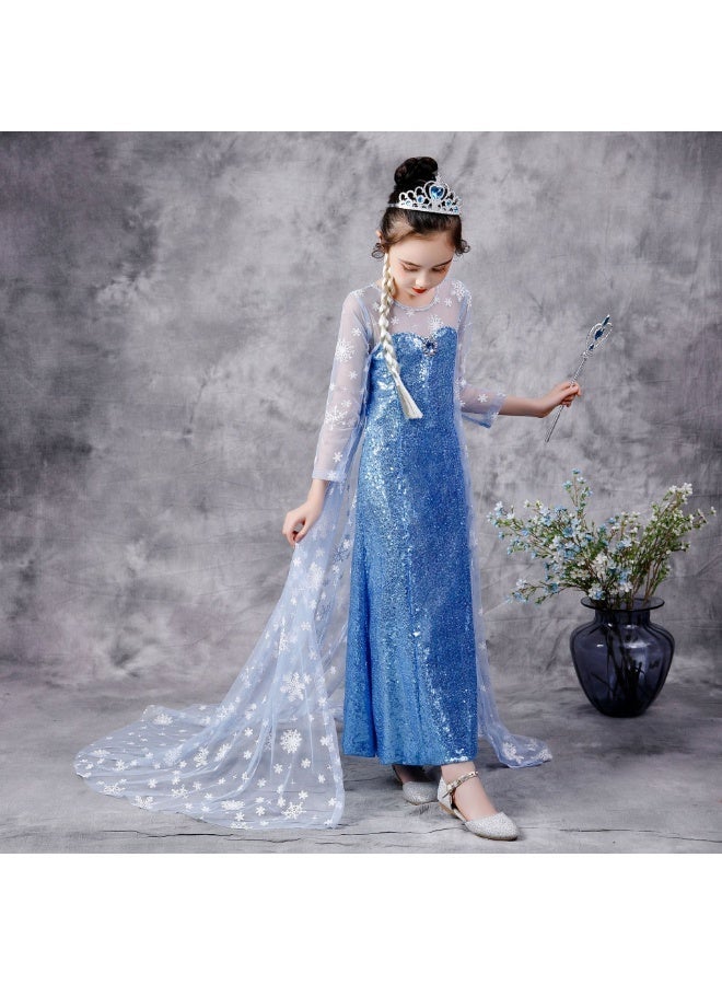 Aethvive Frozen Elsa Princess Dress for Girls, Halloween Dress Up, Children's Halloween & Birthday Party Costume and Cloak Dress Gifts - Image 2