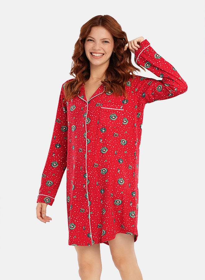 Carina Red Christmas Night Shirt - Image 1