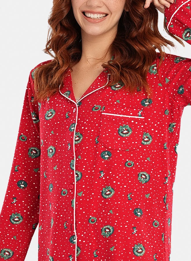 Carina Red Christmas Night Shirt - Image 3