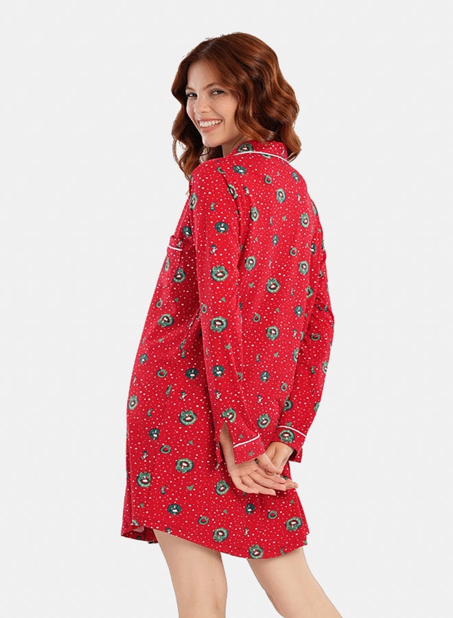 Carina Red Christmas Night Shirt - Image 2