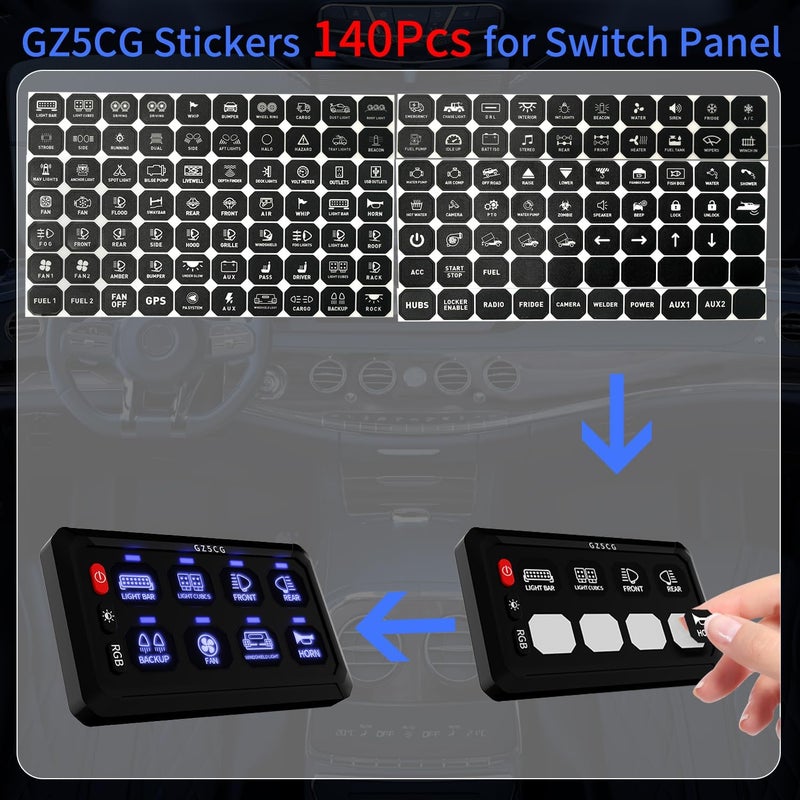 GZ5CG 140pcs Universal Switch Panel Stickers, Black, Vinyl, Rectangular, Waterproof, Bubble Theme - Image 2