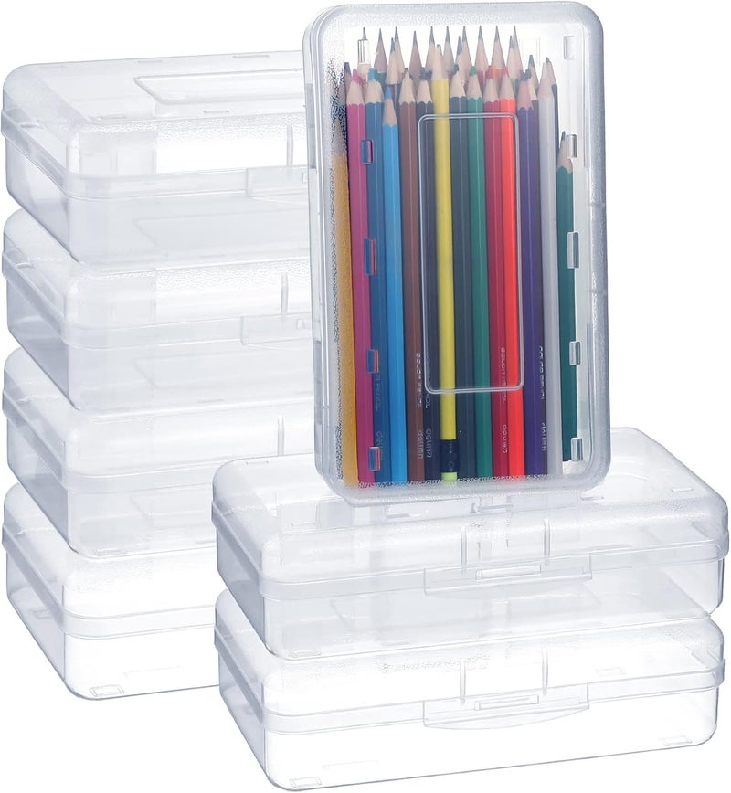 Leelosp 12 Pack Plastic Pencil Box Bulk Clear Pencil Case with Lid Snap Closure Hard Large Capacity School Storage Organizer Box Pencil Holder for Kid Student - Image 1
