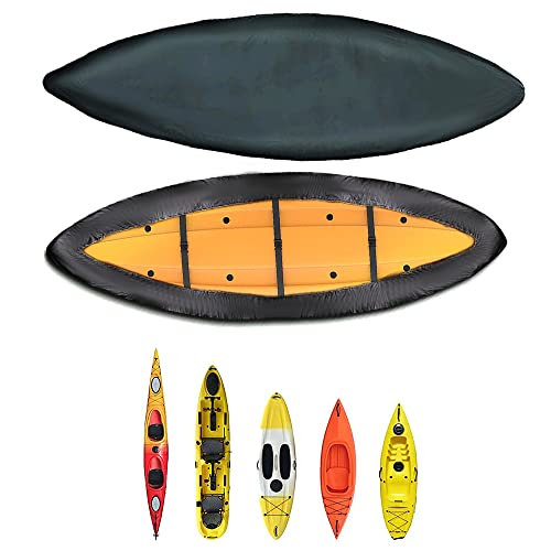 amberr Kayak Cover Heavy Duty Dust Cover Waterproof&UV Protection Kayak Covers for Outdoor Storage Black (10.2-11.5FT/3.1-3.5m) - Image 3
