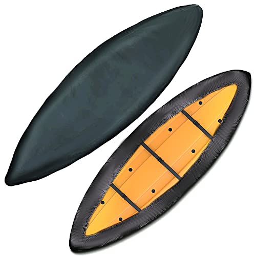 amberr Kayak Cover Heavy Duty Dust Cover Waterproof&UV Protection Kayak Covers for Outdoor Storage Black (10.2-11.5FT/3.1-3.5m) - Image 1