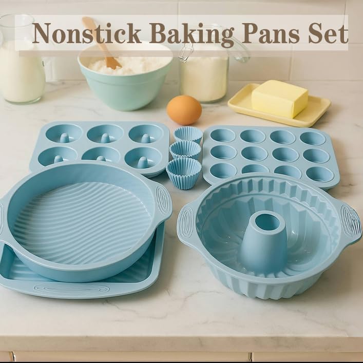 Ayedvan 30PCS Nonstick Silicone baking set,Silicone Cake Molds, Baking Sheet, Donut Pan for baking sets with 24 Pack Cupcake Mold Baking Cups - Image 2