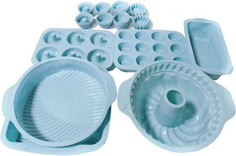 Ayedvan 30PCS Nonstick Silicone baking set,Silicone Cake Molds, Baking Sheet, Donut Pan for baking sets with 24 Pack Cupcake Mold Baking Cups - Image 3