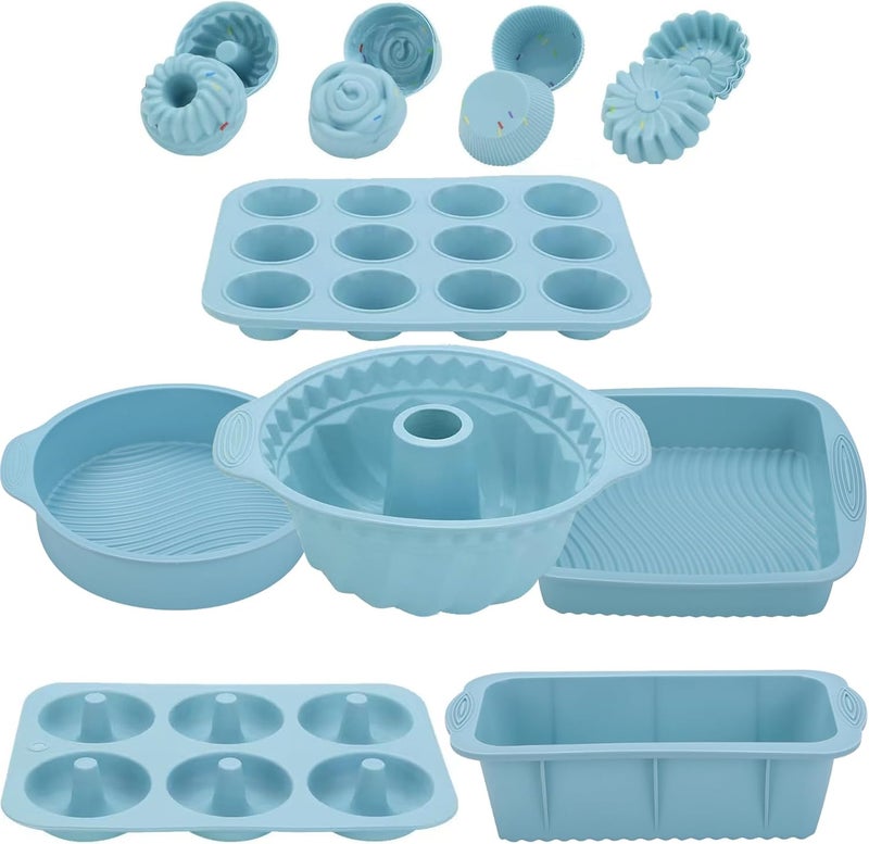 Ayedvan 30PCS Nonstick Silicone baking set,Silicone Cake Molds, Baking Sheet, Donut Pan for baking sets with 24 Pack Cupcake Mold Baking Cups - Image 1