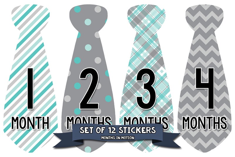 Months In Motion Months In Motion Monthly Baby Tie Stickers Boy Month Milestone Necktie Sticker Onesie Month Sticker Infant Photo Prop for First Year Shower Gift Newborn Keepsakes 