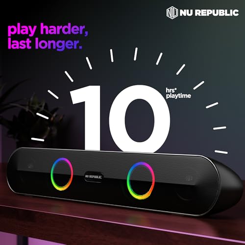 Nu Republic Partybox 165 with 10 Hrs Playtime, Dual 52mm Dynamic Driver, Mic for Receiving Calls, 16 W Bluetooth Soundbar (Black, 2.0 Channel) - Image 5