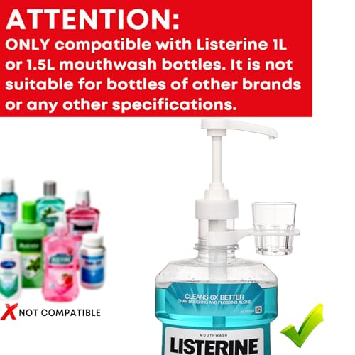 onsogi Dispenser Pumps for Listerine 1 or 1.5 Liter Mouthwash Bottles with Cup Holders, Resuable Cups and Clear Plastic Paper Cup Dispenser - Fits Total Care, Original, Zero Alcohol, Cool Mint, etc - Image 4