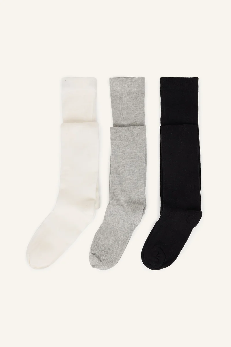 Defacto Girl Plain Cotton 3 Piece Pantyhose (3-Pack)