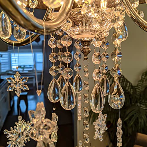 Supla 24 Pcs Teardrop Chandelier Prisms Candle Chandelier Crystal Pendants Glass Pendant Beads 1.5" for Chandelier Lights Suncatchers - Image 3