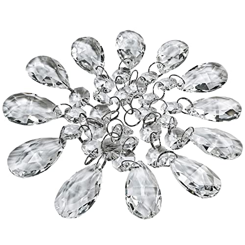 Supla 24 Pcs Teardrop Chandelier Prisms Candle Chandelier Crystal Pendants Glass Pendant Beads 1.5" for Chandelier Lights Suncatchers - Image 1