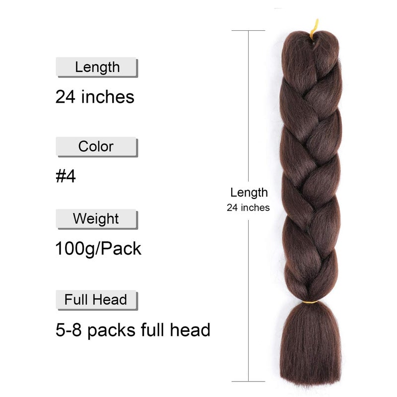 SuCoo Jumbo Braiding Hair Extensions High Temperature Fiber Crochet Twist Braids with Small Free Gifts 24inch 3pcs/lot(Dark Brown) - Image 3