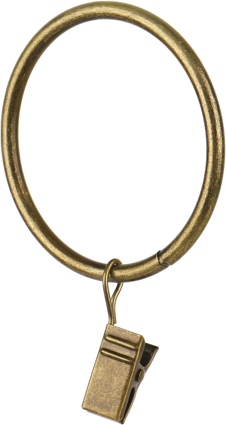 Hanitronic 30 PCS Antique Brass Clips Curtain Hooks for Curtain Rod, This Small Drapery Curtain Ring with Clips Hook Fit Up to 0.75~1.0 -inch Drapery Panel (2-Inch Inner Diameter) - Image 1