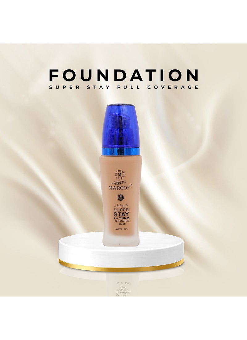 MAROOF ماروف كريم أساس سائل تغطية كاملة 24 ساعة SPF30 30 مل 06 تورتيلا - Image 4