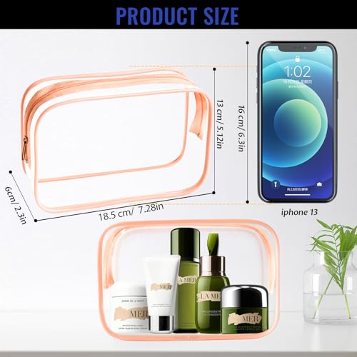 YedsIntu 16 Pieces Clear Makeup Bags Bulk TSA Approved Toiletry Bag for Travel PVC Waterproof Travel Pouches Clear Pouch with Zipper for Men and Women Carryon Travel Essentials Cosmetic Bags Orange - Image 3