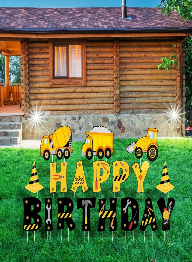Memorywuu 18 Pcs Construction Happy Birthday Yard Signs with Stakes, 16 Inches Birthday Party Decorations for Boys Girls, Colorful Outdoor Lawn Signs Decorations for Birthday Party - Image 4