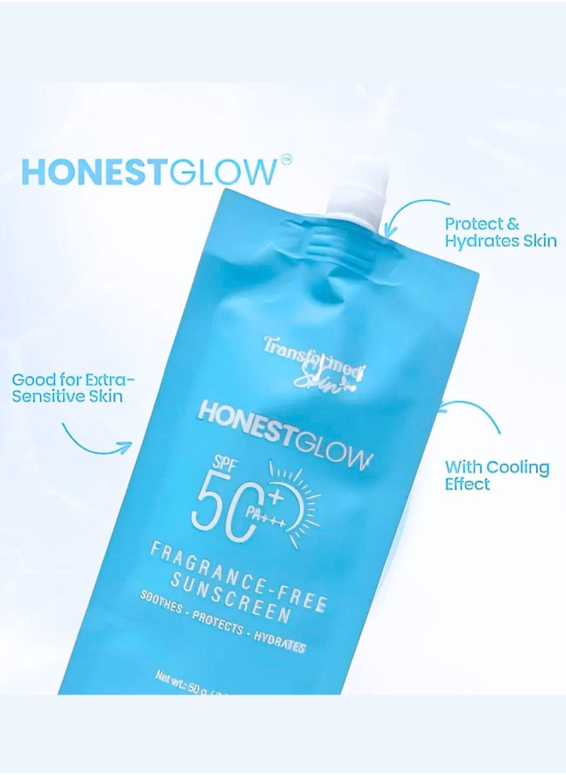 Transformed Skin Honest Glow Fragrance - Free Sunscreen SPF 50 PA+++, 50g