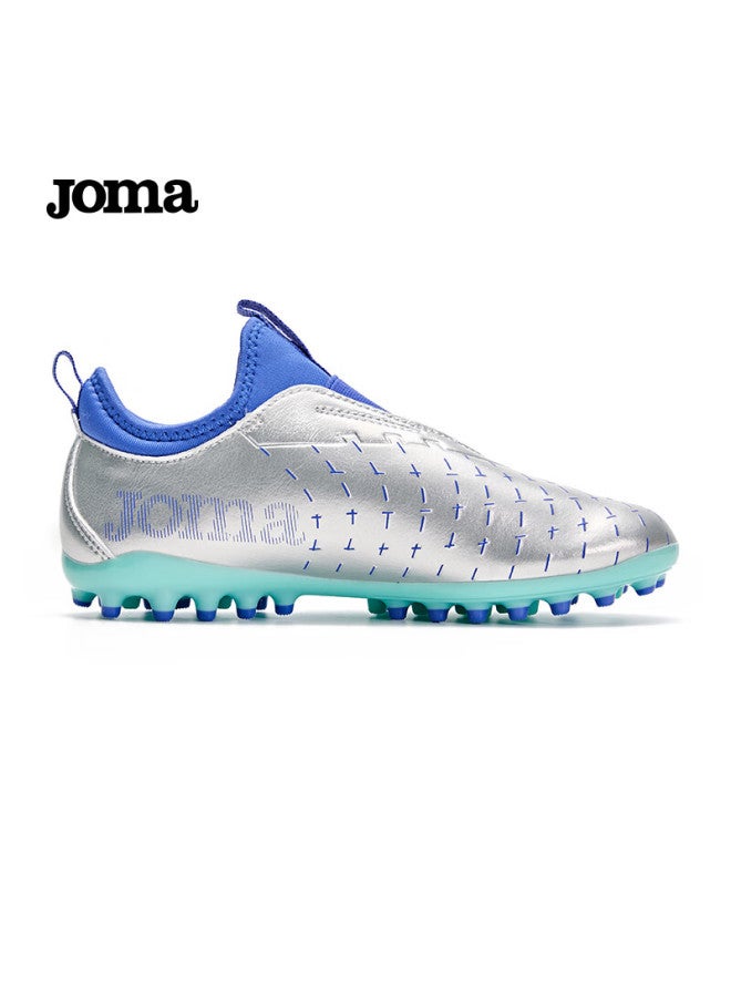 Joma Children's Soccer Shoes, Mg Short Studs, For Artificial Turf, Non-slip, Wear-resistant, Professional Compeion Football Training Shoes, Metallic Silver, Size 35 - Image 5