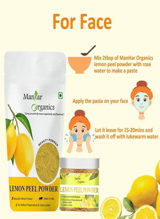 ManHar Organics Pure Lemon Peel Powder for Face Pack, Scrubbing, Exfoliation Skin Care Mask 1KG - Nimbu Chilka Powder | Citrus Limon | With Vitamin C - Image 4