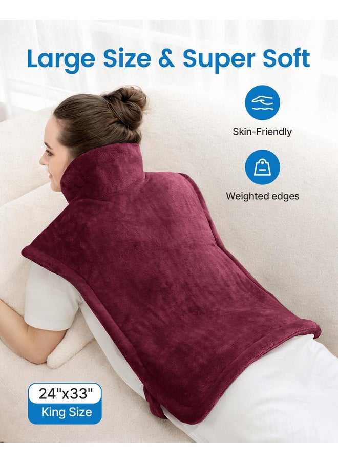 RENPHO RENPHO Birthday Gifts for Her Women, Mothers Day Gifts for Mom, Heating Pad for Neck and Shoulders and Back Pain Relief, FSA HSA Eligible Heat Pad, Auto Shut Off, ETL Certified, 24"x33", Red  - Image 2